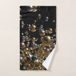 Elegant Abstract Geometry Explosion -Gold & Silver Hand Towel