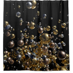 Elegant Abstract Geometry Explosion -Gold & Silver Shower Curtain