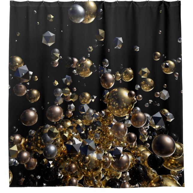 Elegant Abstract Geometry Explosion -Gold & Silver Shower Curtain (Front)