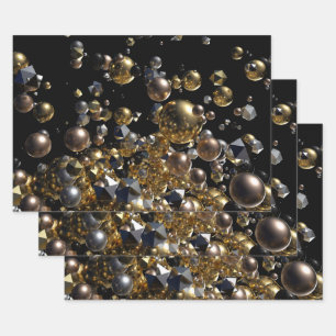 Elegant Abstract Geometry Explosion -Gold & Silver Wrapping Paper Sheet