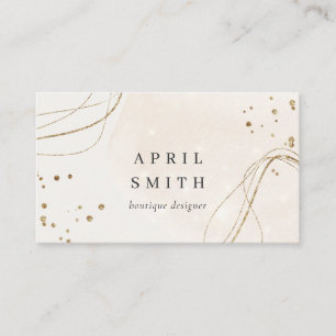 Elegant Abstract Glitter Ivory Gold Watercolor Business Card