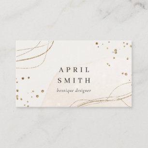 Elegant Abstract Glitter Ivory Gold Watercolor Business Card