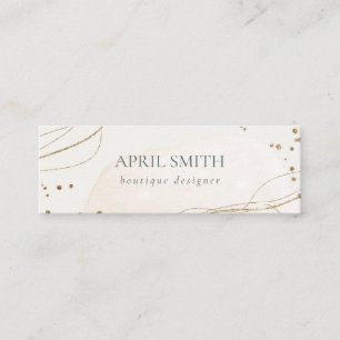 Elegant Abstract Glitter Ivory Gold Watercolor Mini Business Card