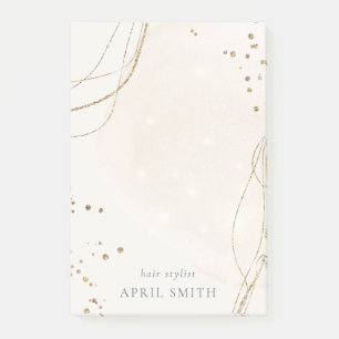 Elegant Abstract Glitter Ivory Gold Watercolor Post-it Notes