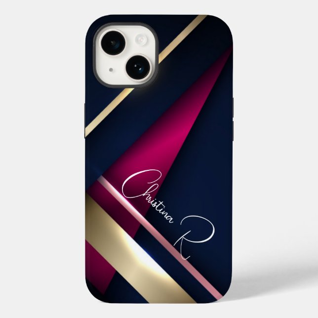 Elegant Abstract Gold Blue Pink Case-Mate iPhone Case (Back)