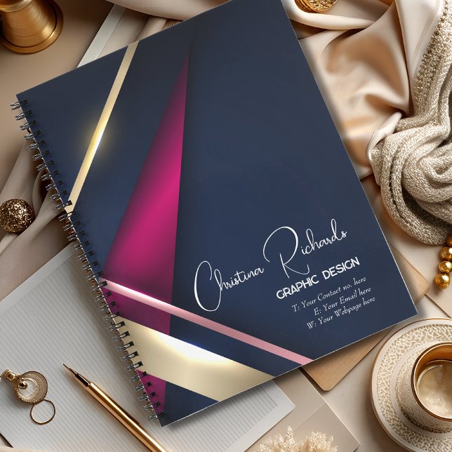 Elegant Abstract Gold Blue Pink Notebook (Creator Uploaded)