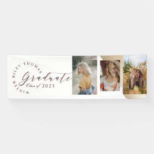 Elegant Abstract Gold Polka Dot Grad Three Photo Banner