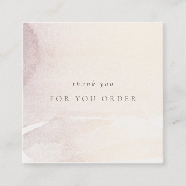 Elegant Abstract Gold Purple Logo Thank You Order Square Business Card (Front)