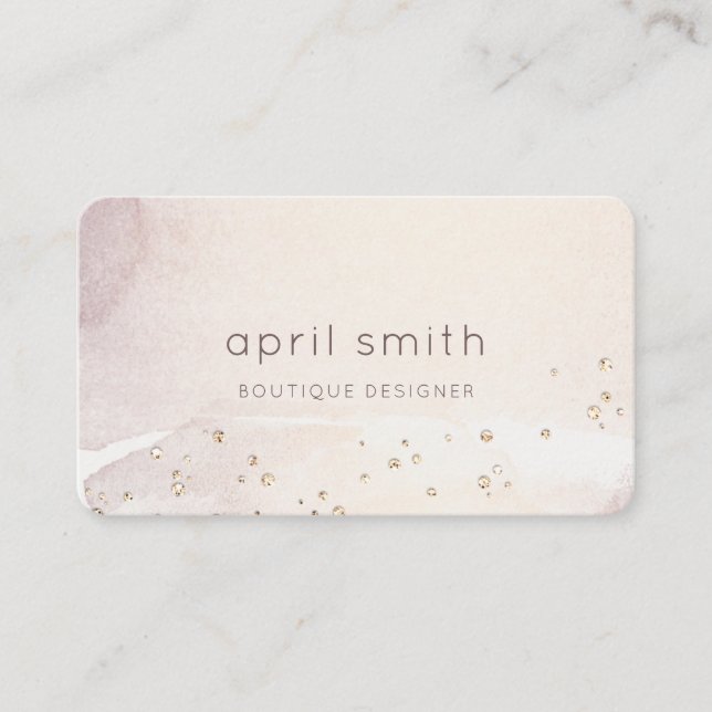 Elegant Abstract Gold Purple Watercolor Glitter Business Card (Front)