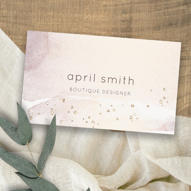 Elegant Abstract Gold Purple Watercolor Glitter Business Card (Creator Uploaded)