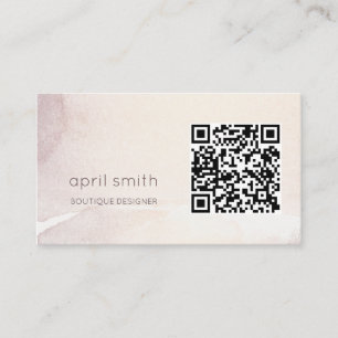 Elegant Abstract Gold Purple Watercolor QR Code Business Card
