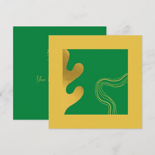 Elegant Abstract Gold Royal Green Thank You Card (Front/Back)