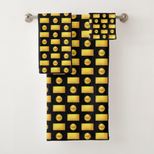 Elegant Abstract Golden & Black Bath Towel Set