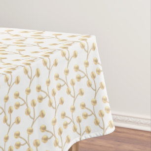 Elegant Abstract Golden Jade Tree on White Tablecloth