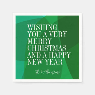 Elegant Abstract Green Festive Christmas Custom Napkin