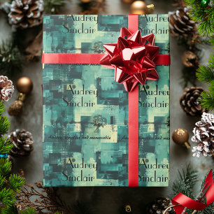 Elegant Abstract Green Personalised Wrapping Paper