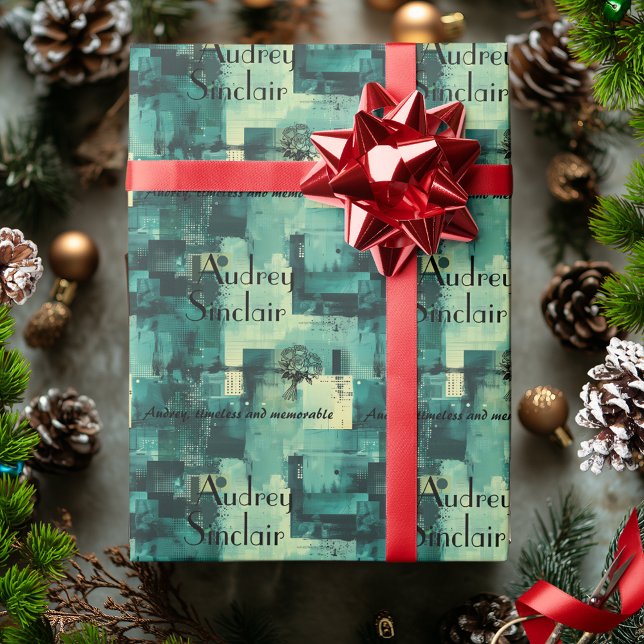 Elegant Abstract Green Personalised Wrapping Paper (Creator Uploaded)
