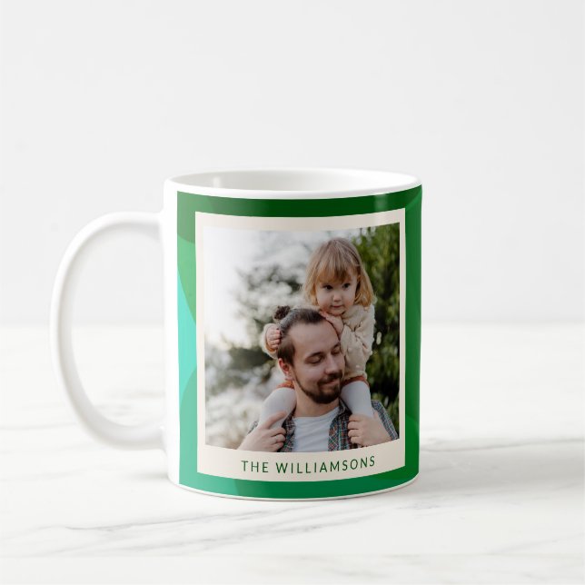Elegant Abstract Green Photo Festive Christmas Coffee Mug (Left)