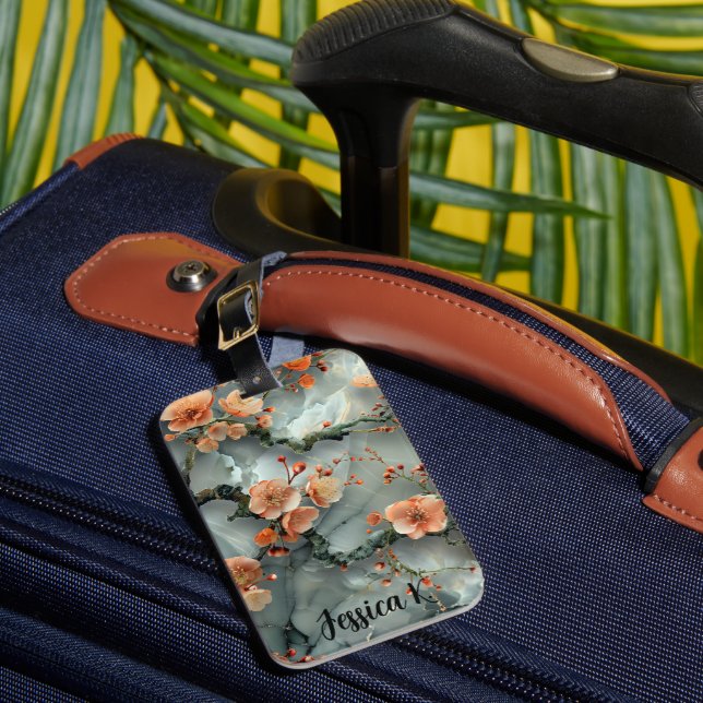 Elegant Abstract Grey Marble Pattern Background  Luggage Tag (Front Insitu 1)