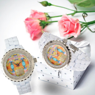 Elegant Abstract I Love You Wife White Rhinestone Watch