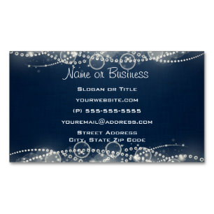 Elegant Abstract Lace and Pearls on Dark Blue Magnetic Business Card