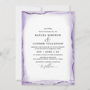 Elegant Abstract Lavender Wedding Watercolor Invitation