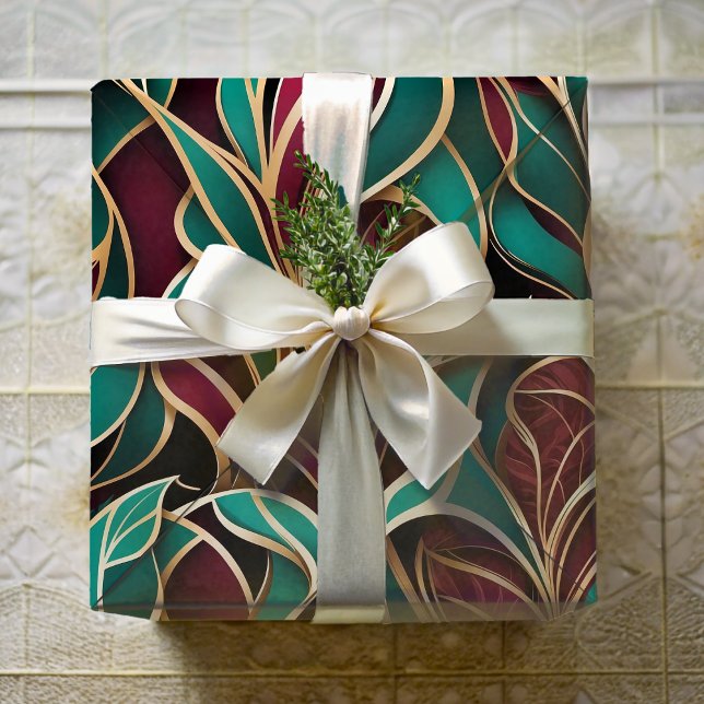Elegant Abstract Leaves Retirement Gift for Mum Wrapping Paper (Elegant Abstract Leaves Retirement Gift for Mom Wrapping Paper)