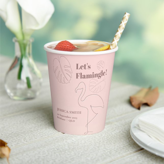 Elegant Abstract Lets Flamingle  Paper Cups (Insitu)