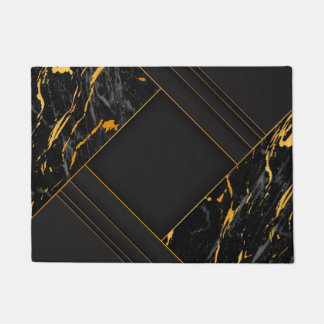 Elegant Abstract Line art on Black background Doormat
