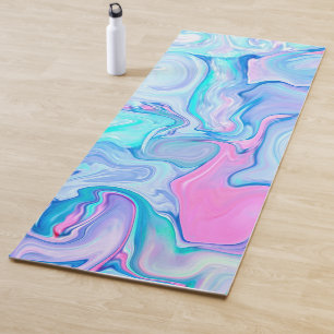 Elegant Abstract Marble Acrylic Oil Paint Artwork Yoga Mat