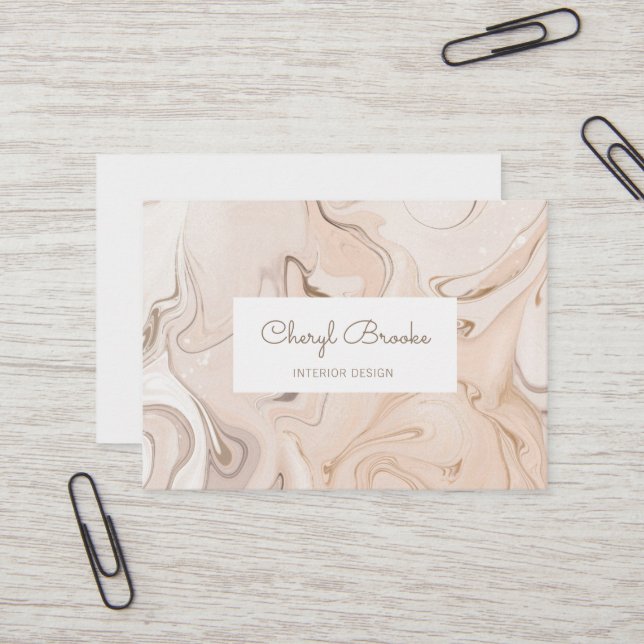 Elegant Abstract Marble Blush Cream Gold  Business Card (Front/Back In Situ)