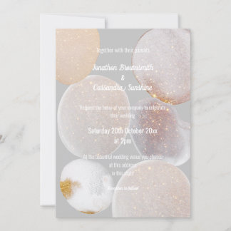 ELEGANT ABSTRACT MARBLE GREY GOLD WEDDING  INVITATION