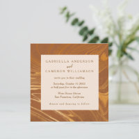 Elegant Abstract Marble Swirl Golden Brown Wedding