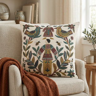Elegant abstract modern floral motifs Throw Pillow