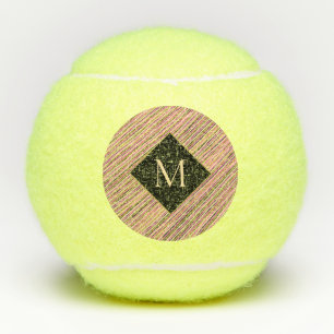 Elegant Abstract Modern Monogram Yellow Gold Pink Tennis Balls