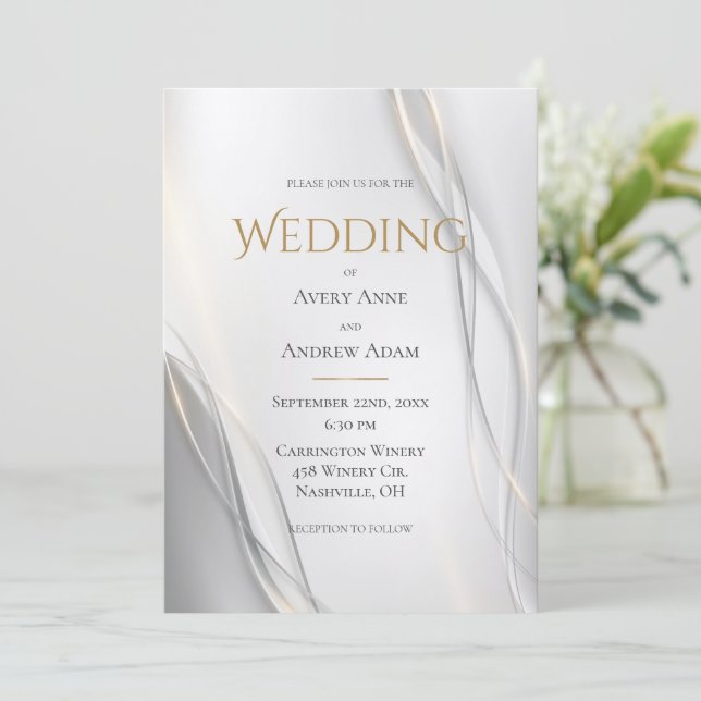 Elegant Abstract Modern Wedding Invitation (Standing Front)