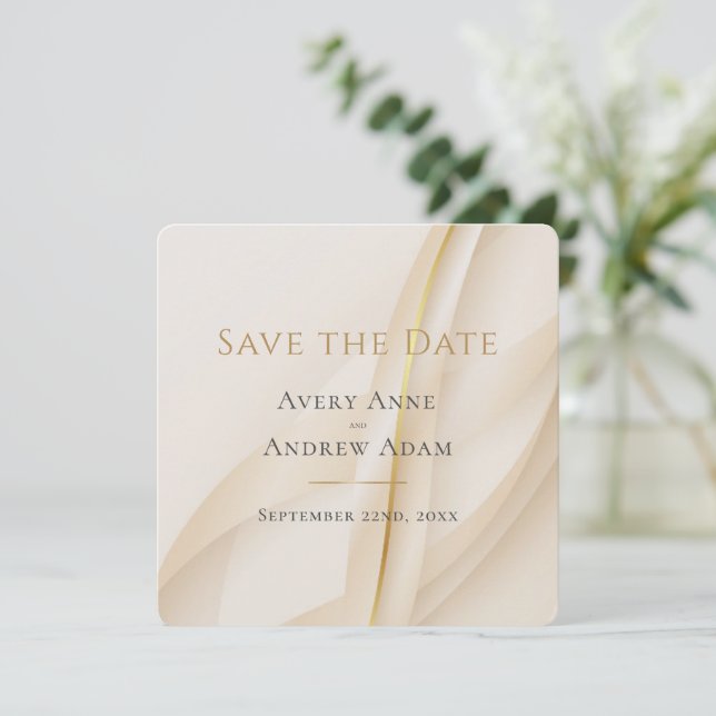Elegant Abstract Modern Wedding Save The Date (Standing Front)