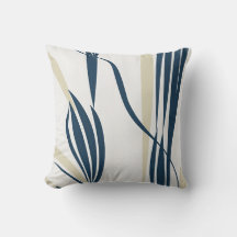 Elegant Abstract Navy & Beige Cushion