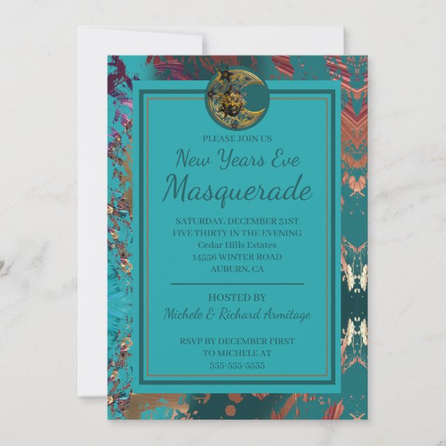 Elegant Abstract New Years Invitation (Front)