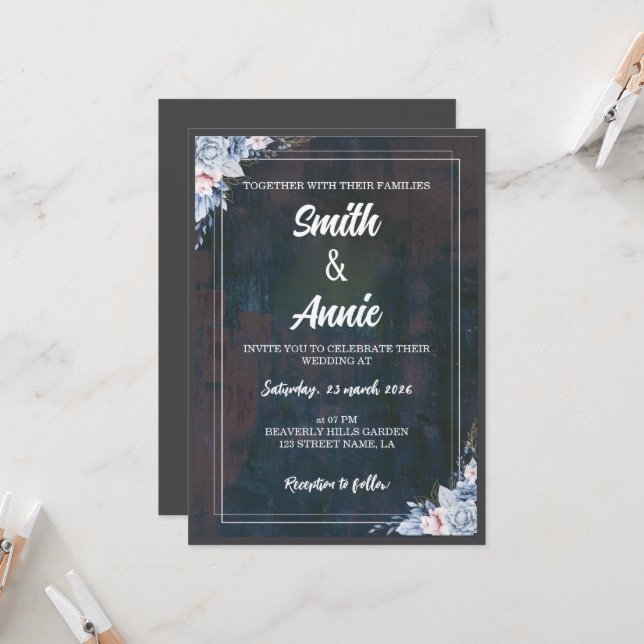 Elegant Abstract Painting Wedding Invitation – Moo (Front/Back In Situ)