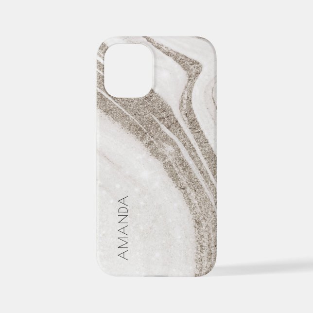 Elegant Abstract Pale Gold Marble Agate  iPhone Case (Back)