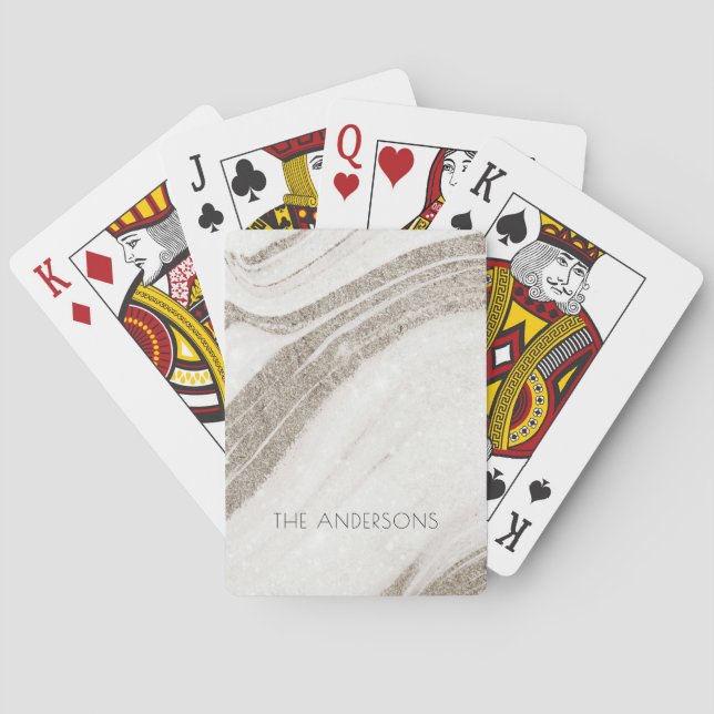 Elegant Abstract Pale Gold Marble Agate  Playing Cards (Back)