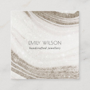 Elegant Abstract Pale Gold Marble Agate Square Business Card