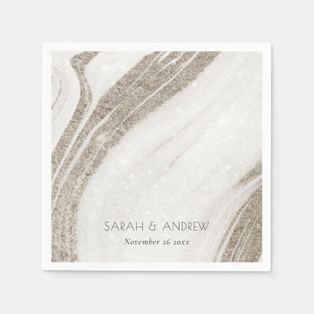 Elegant Abstract Pale Gold Marble Agate Wedding Napkin (Front)