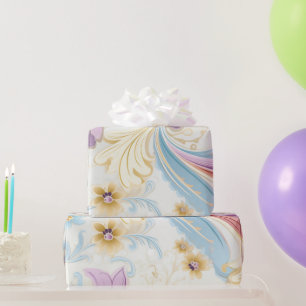 Elegant Abstract Pastel Paisley Purple Floral  Wrapping Paper