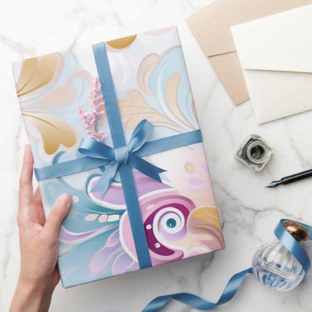 Elegant Abstract Pastel Paisley Purple Floral  Wrapping Paper (Gifting)