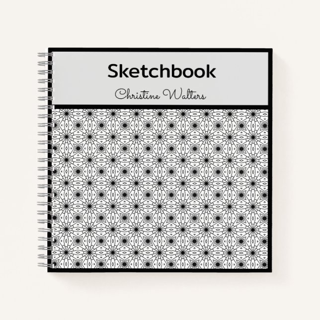 Elegant Abstract pattern, Black & White  Notebook (Front)