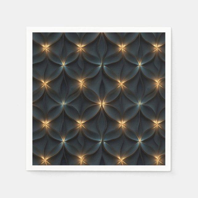 Elegant Abstract Pattern with Golden Glowing Light Napkin (Front)