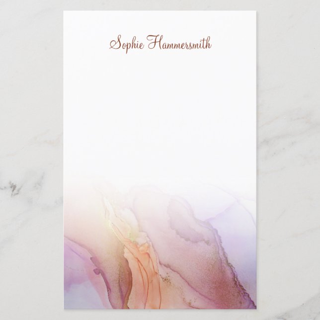 Elegant Abstract Personalised Stationery Paper (Front)