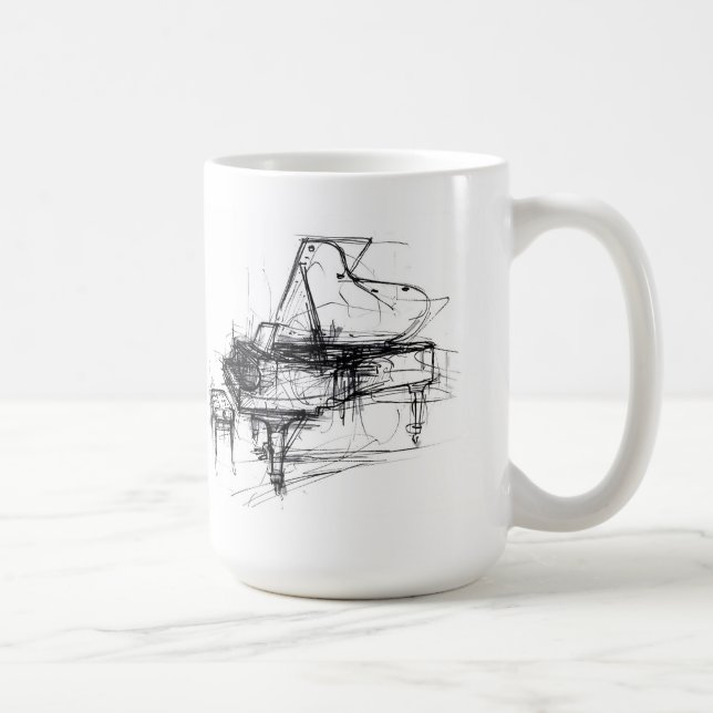 Elegant Abstract Piano Sketch Coffee Mug (Right)